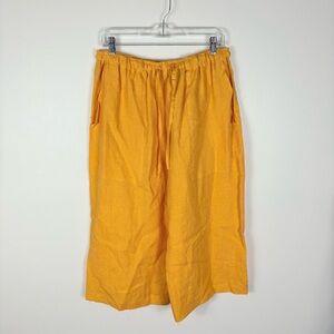Eskandar Mustard Wide Leg Crop Pants